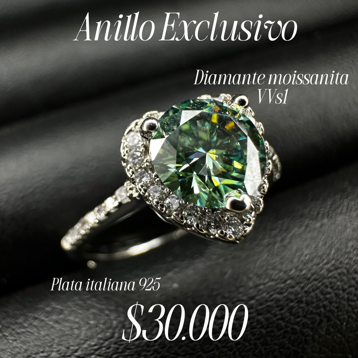 Anillo con diamante moissanita Vvs1