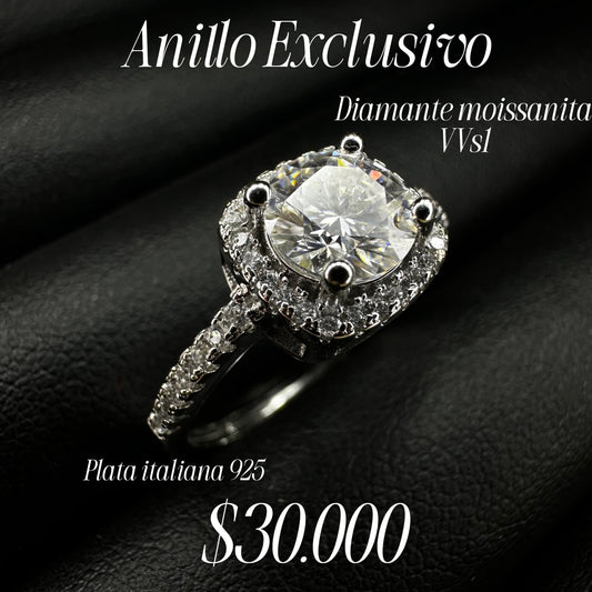 Anillo con diamante Moissanita VVS1