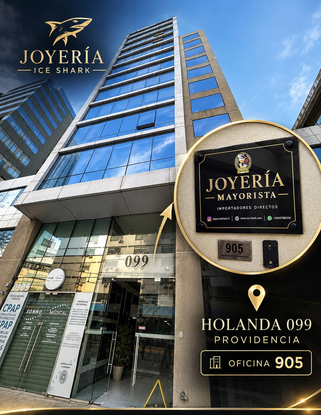 Bodega mayorista Ice Shark, Holanda 099 Providencia, oficina 905